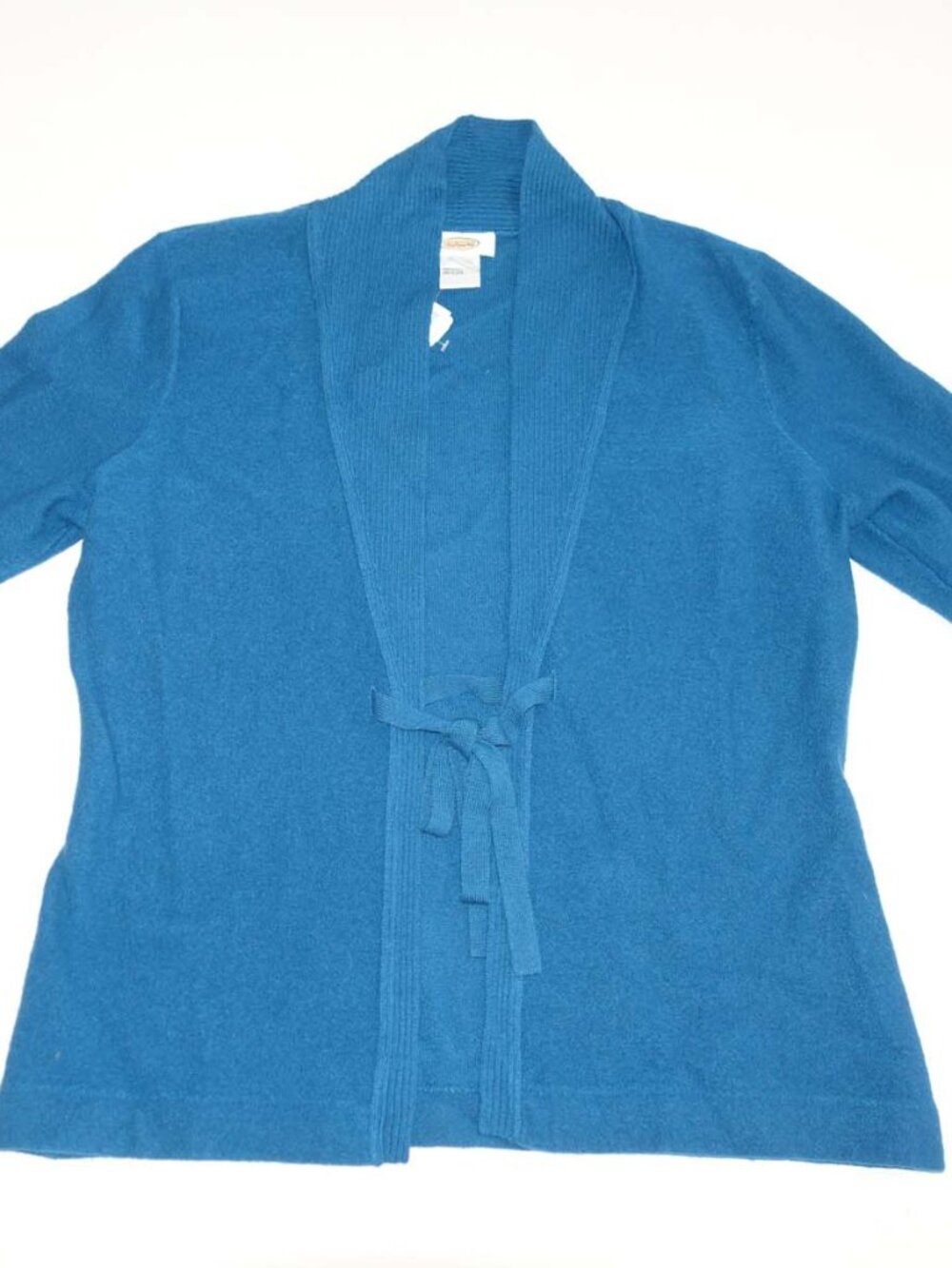 Talbots Women's Tie Front Cardigan Sweater Large NWT Teal Blue 100% Wool L